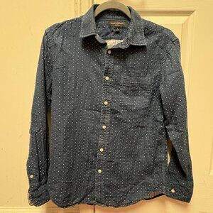 Banana Republic Shirt Men’s Small S Navy Blue White Dots Non-Iron Standard Fit